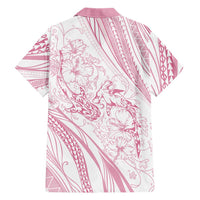 Sharks Couple Dreamy Polynesians Floral Sea Family Matching Off Shoulder Maxi Dress and Hawaiian Shirt Pink - Polynesian Pride