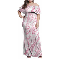 Sharks Couple Dreamy Polynesians Floral Sea Family Matching Off Shoulder Maxi Dress and Hawaiian Shirt Pink - Polynesian Pride