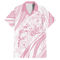 Sharks Couple Dreamy Polynesians Floral Sea Hawaiian Shirt Pink LT7 Pink - Polynesian Pride