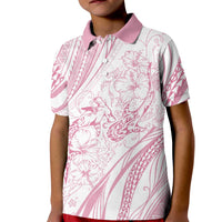 Sharks Couple Dreamy Polynesians Floral Sea Kid Polo Shirt Pink LT7 Kid Pink - Polynesian Pride
