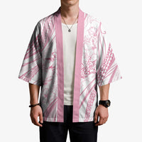 Sharks Couple Dreamy Polynesians Floral Sea Kimono Pink - Polynesian Pride