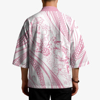 Sharks Couple Dreamy Polynesians Floral Sea Kimono Pink - Polynesian Pride