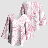 Sharks Couple Dreamy Polynesians Floral Sea Kimono Sleeve Blouse Pink LT7 - Polynesian Pride
