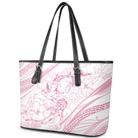 Sharks Couple Dreamy Polynesians Floral Sea Leather Tote Bag Pink - Polynesian Pride