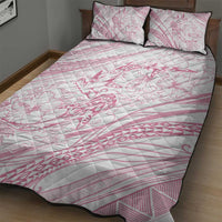 Sharks Couple Dreamy Polynesians Floral Sea Quilt Bed Set Pink - Polynesian Pride