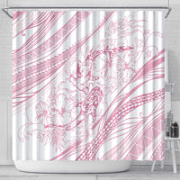 Sharks Couple Dreamy Polynesians Floral Sea Shower Curtain Pink - Polynesian Pride