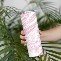 Sharks Couple Dreamy Polynesians Floral Sea Skinny Tumbler Pink - Polynesian Pride