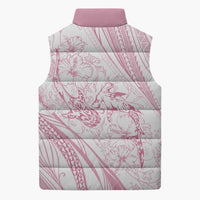 Sharks Couple Dreamy Polynesians Floral Sea Sleeveless Puffer Jacket Pink - Polynesian Pride