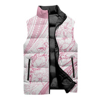 Sharks Couple Dreamy Polynesians Floral Sea Sleeveless Puffer Jacket Pink - Polynesian Pride