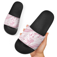 Sharks Couple Dreamy Polynesians Floral Sea Slide Sandals Pink - Polynesian Pride
