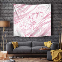 Sharks Couple Dreamy Polynesians Floral Sea Tapestry Pink - Polynesian Pride
