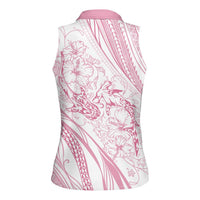 Sharks Couple Dreamy Polynesians Floral Sea Women Sleeveless Polo Shirt Pink - Polynesian Pride