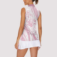 Sharks Couple Dreamy Polynesians Floral Sea Women Sleeveless Polo Shirt Pink - Polynesian Pride