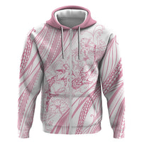 Sharks Couple Dreamy Polynesians Floral Sea Zip Hoodie Pink LT7 Zip Hoodie Pink - Polynesian Pride