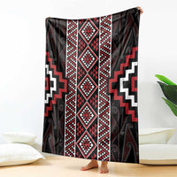 Red Tukutuku Pattern Aotearoa Blanket Niho Taniwha and Puhoro Motifs LT7 - Polynesian Pride