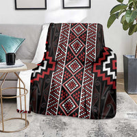 Red Tukutuku Pattern Aotearoa Blanket Niho Taniwha and Puhoro Motifs LT7 - Polynesian Pride