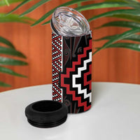 Red Tukutuku Pattern Aotearoa 4 in 1 Can Cooler Tumbler Niho Taniwha and Puhoro Motifs LT7 - Polynesian Pride