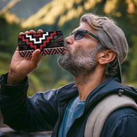 Red Tukutuku Pattern Aotearoa 4 in 1 Can Cooler Tumbler Niho Taniwha and Puhoro Motifs LT7 - Polynesian Pride