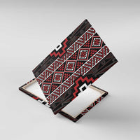 Red Tukutuku Pattern Aotearoa Canvas Wall Art Niho Taniwha and Puhoro Motifs LT7 With Frame Red - Polynesian Pride