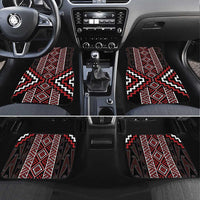 Red Tukutuku Pattern Aotearoa Car Mats Niho Taniwha and Puhoro Motifs LT7 Set 4pcs Red - Polynesian Pride