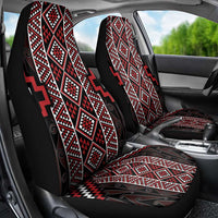 Red Tukutuku Pattern Aotearoa Car Seat Cover Niho Taniwha and Puhoro Motifs LT7 - Polynesian Pride