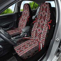 Red Tukutuku Pattern Aotearoa Car Seat Cover Niho Taniwha and Puhoro Motifs LT7 - Polynesian Pride