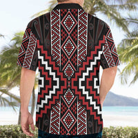 Red Tukutuku Pattern Aotearoa Hawaiian Shirt Niho Taniwha and Puhoro Motifs LT7 - Polynesian Pride