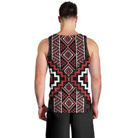 Red Tukutuku Pattern Aotearoa Men Tank Top Niho Taniwha and Puhoro Motifs LT7 - Polynesian Pride