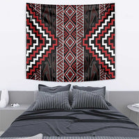 Red Tukutuku Pattern Aotearoa Tapestry Niho Taniwha and Puhoro Motifs