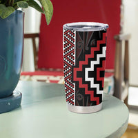 Red Tukutuku Pattern Aotearoa Tumbler Cup Niho Taniwha and Puhoro Motifs LT7 - Polynesian Pride