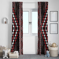 Red Tukutuku Pattern Aotearoa Window Curtain Niho Taniwha and Puhoro Motifs LT7 - Polynesian Pride