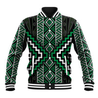 Jade Tukutuku Pattern Aotearoa Baseball Jacket Niho Taniwha and Puhoro Motifs LT7 Unisex Green - Polynesian Pride