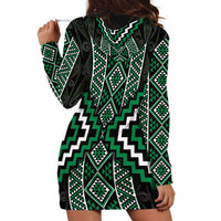 Jade Tukutuku Pattern Aotearoa Hoodie Dress Niho Taniwha and Puhoro Motifs LT7 - Polynesian Pride