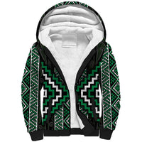 Jade Tukutuku Pattern Aotearoa Sherpa Hoodie Niho Taniwha and Puhoro Motifs LT7 Unisex Green - Polynesian Pride