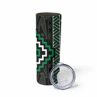Jade Tukutuku Pattern Aotearoa Skinny Tumbler Niho Taniwha and Puhoro Motifs