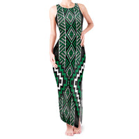 Jade Tukutuku Pattern Aotearoa Tank Maxi Dress Niho Taniwha and Puhoro Motifs LT7 Women Green - Polynesian Pride