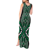 Jade Tukutuku Pattern Aotearoa Tank Maxi Dress Niho Taniwha and Puhoro Motifs LT7 - Polynesian Pride