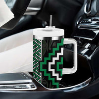 Jade Tukutuku Pattern Aotearoa Tumbler With Handle Niho Taniwha and Puhoro Motifs LT7 - Polynesian Pride