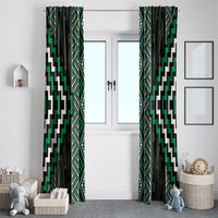 Jade Tukutuku Pattern Aotearoa Window Curtain Niho Taniwha and Puhoro Motifs