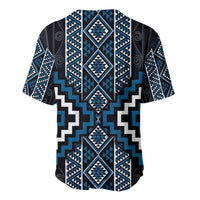 Azure Tukutuku Pattern Aotearoa Baseball Jersey Niho Taniwha and Puhoro Motifs