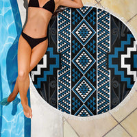 Azure Tukutuku Pattern Aotearoa Beach Blanket Niho Taniwha and Puhoro Motifs LT7 - Polynesian Pride