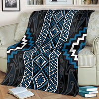 Azure Tukutuku Pattern Aotearoa Blanket Niho Taniwha and Puhoro Motifs LT7 - Polynesian Pride
