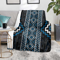 Azure Tukutuku Pattern Aotearoa Blanket Niho Taniwha and Puhoro Motifs LT7 - Polynesian Pride
