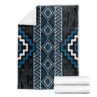 Azure Tukutuku Pattern Aotearoa Blanket Niho Taniwha and Puhoro Motifs LT7 - Polynesian Pride
