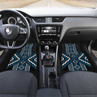Azure Tukutuku Pattern Aotearoa Car Mats Niho Taniwha and Puhoro Motifs LT7 Set 2pcs - Front Blue - Polynesian Pride