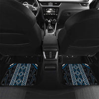 Azure Tukutuku Pattern Aotearoa Car Mats Niho Taniwha and Puhoro Motifs LT7 Set 2pcs - Back Blue - Polynesian Pride