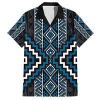 Azure Tukutuku Pattern Aotearoa Family Matching Puletasi and Hawaiian Shirt Niho Taniwha and Puhoro Motifs