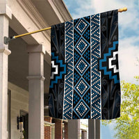 Azure Tukutuku Pattern Aotearoa Garden Flag Niho Taniwha and Puhoro Motifs LT7 House Flag Blue - Polynesian Pride