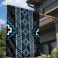 Azure Tukutuku Pattern Aotearoa Garden Flag Niho Taniwha and Puhoro Motifs LT7 - Polynesian Pride