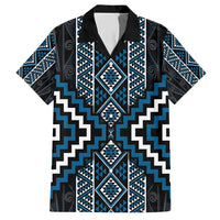 Azure Tukutuku Pattern Aotearoa Hawaiian Shirt Niho Taniwha and Puhoro Motifs LT7 Blue - Polynesian Pride
